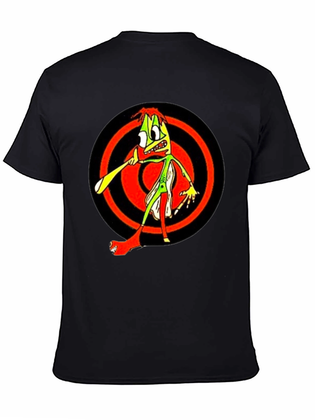 Mens Black Graphic T-Shirt - Weird Cartoon