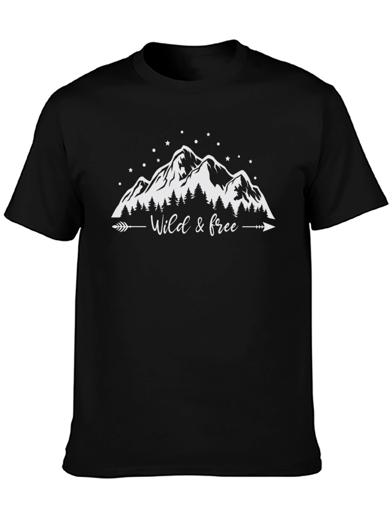 Wild & Free Mountain Graphic T-Shirt - Black