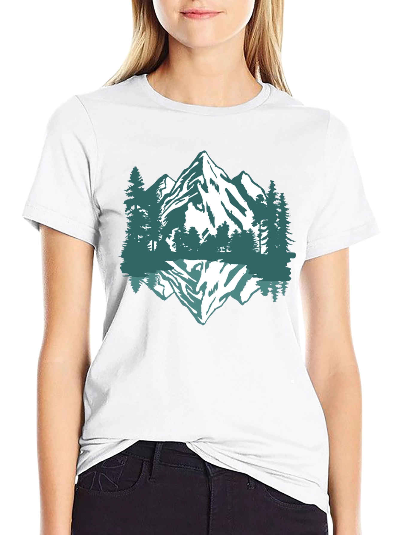 Mountain Reflection Graphic Tee - Black