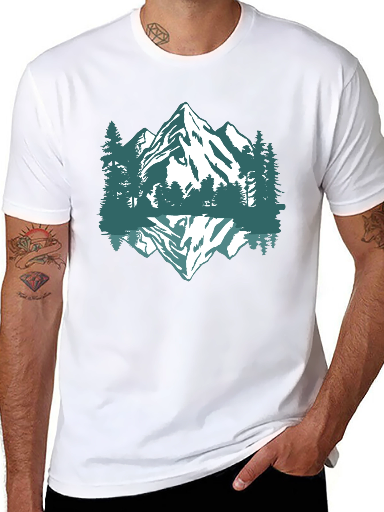 Mountain Reflection Graphic Tee - Black