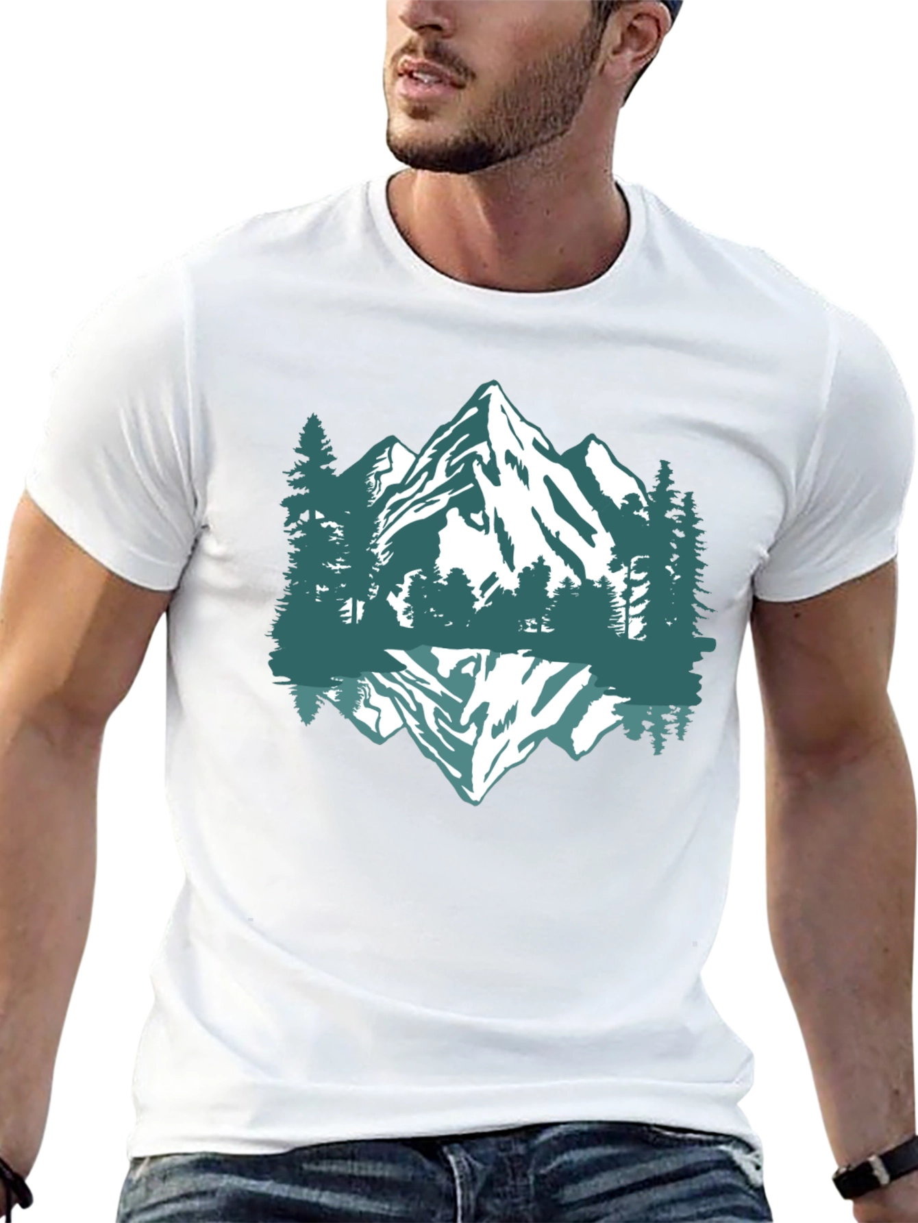 Mountain Reflection Graphic Tee - Black