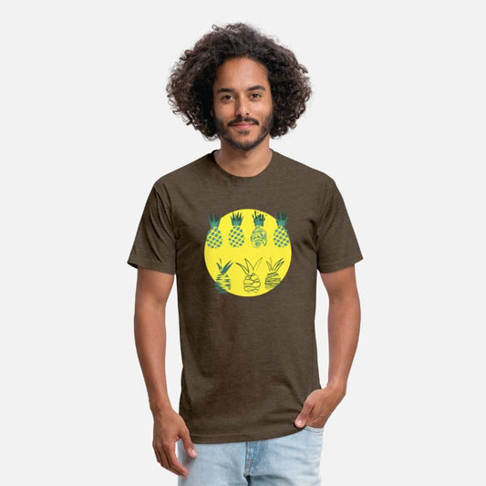 Golden pineapples drawing in abstract style