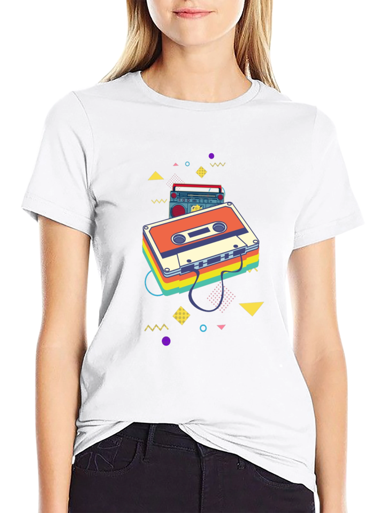 Retro Cassette Tape Graphic Tee - Black