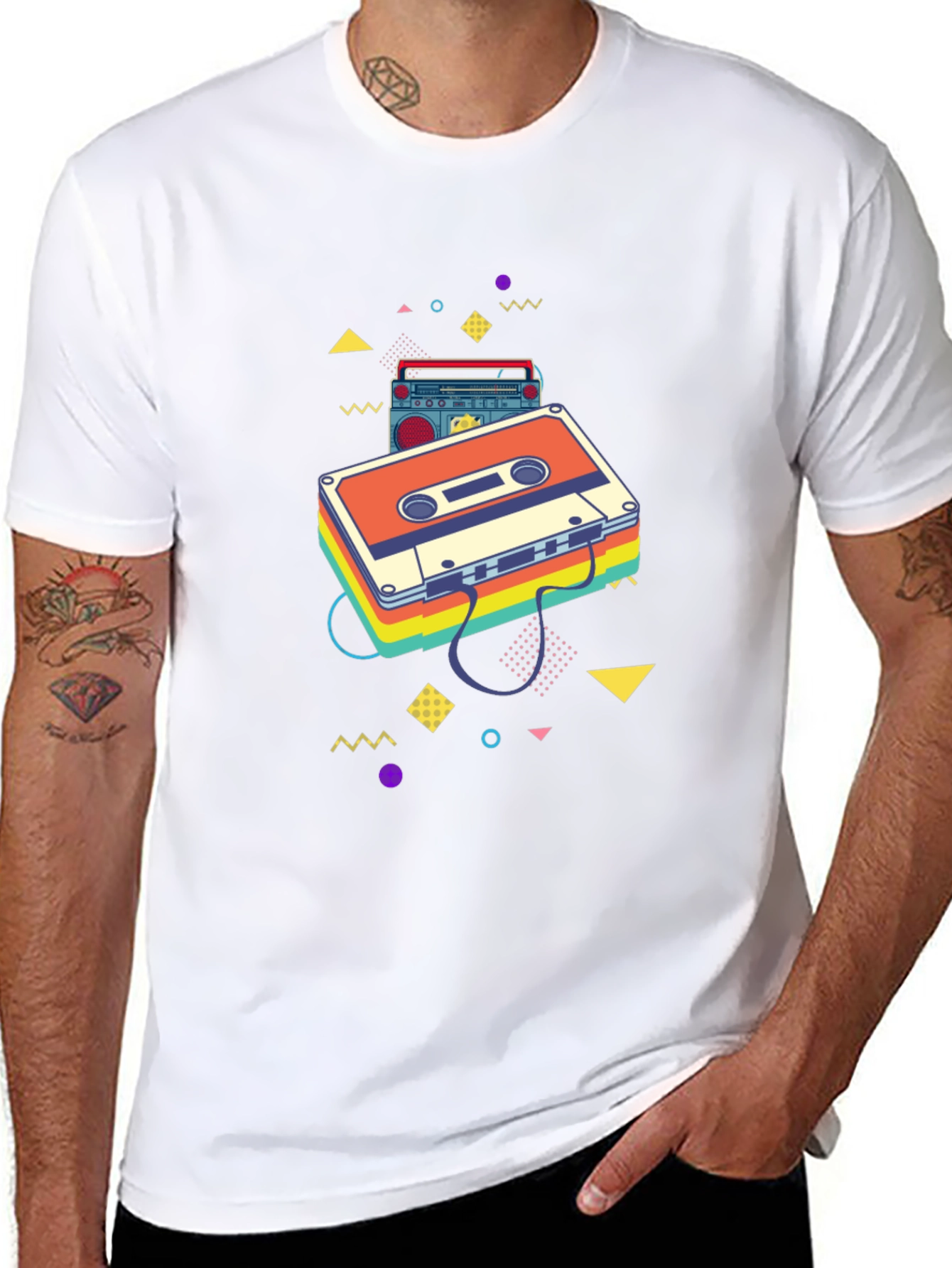 Retro Cassette Tape Graphic Tee - Black