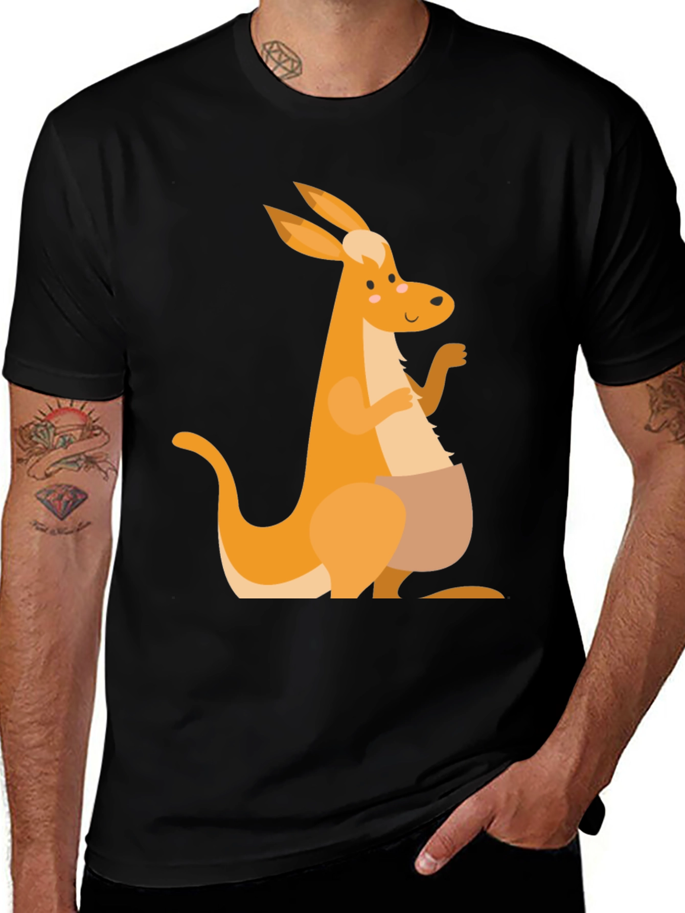 Kangaroo Graphic Tee - Mens Black T-Shirt