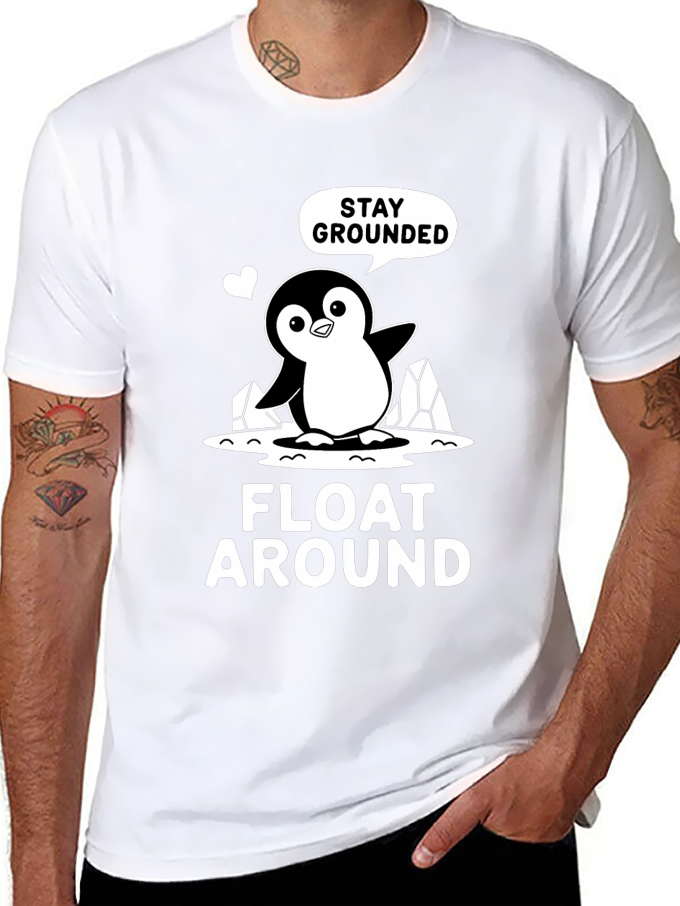 Stay Grounded Penguin Graphic Tee - Black