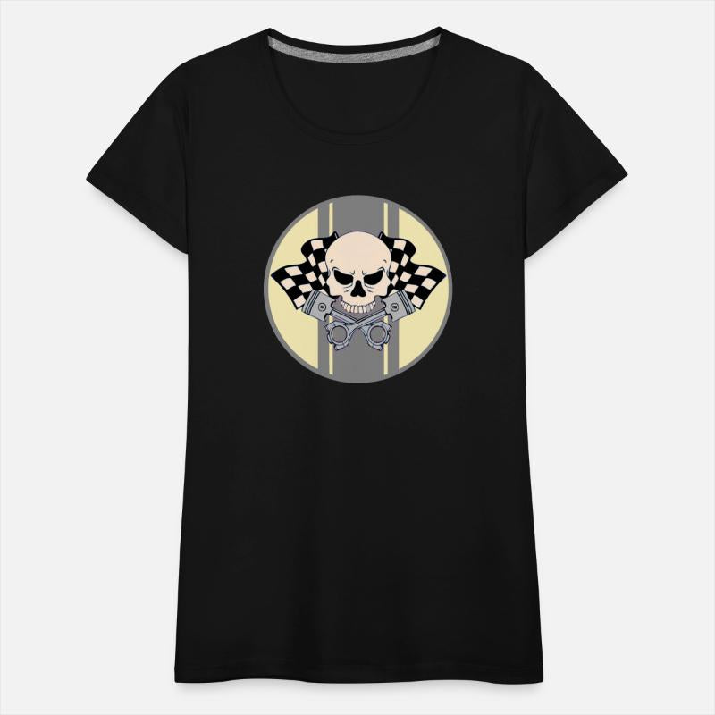 Gray racing stripe with pirate skull and pistons