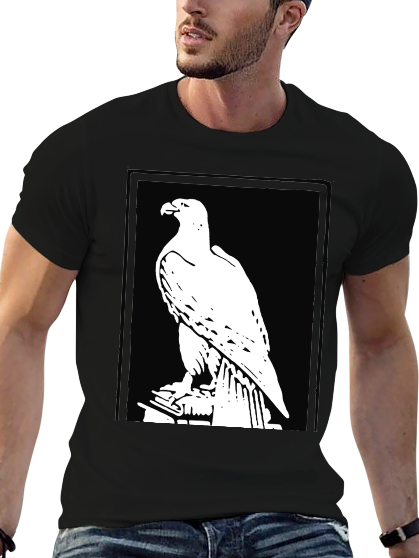 Eagle Graphic Tee - Bold Black Cotton Comfort