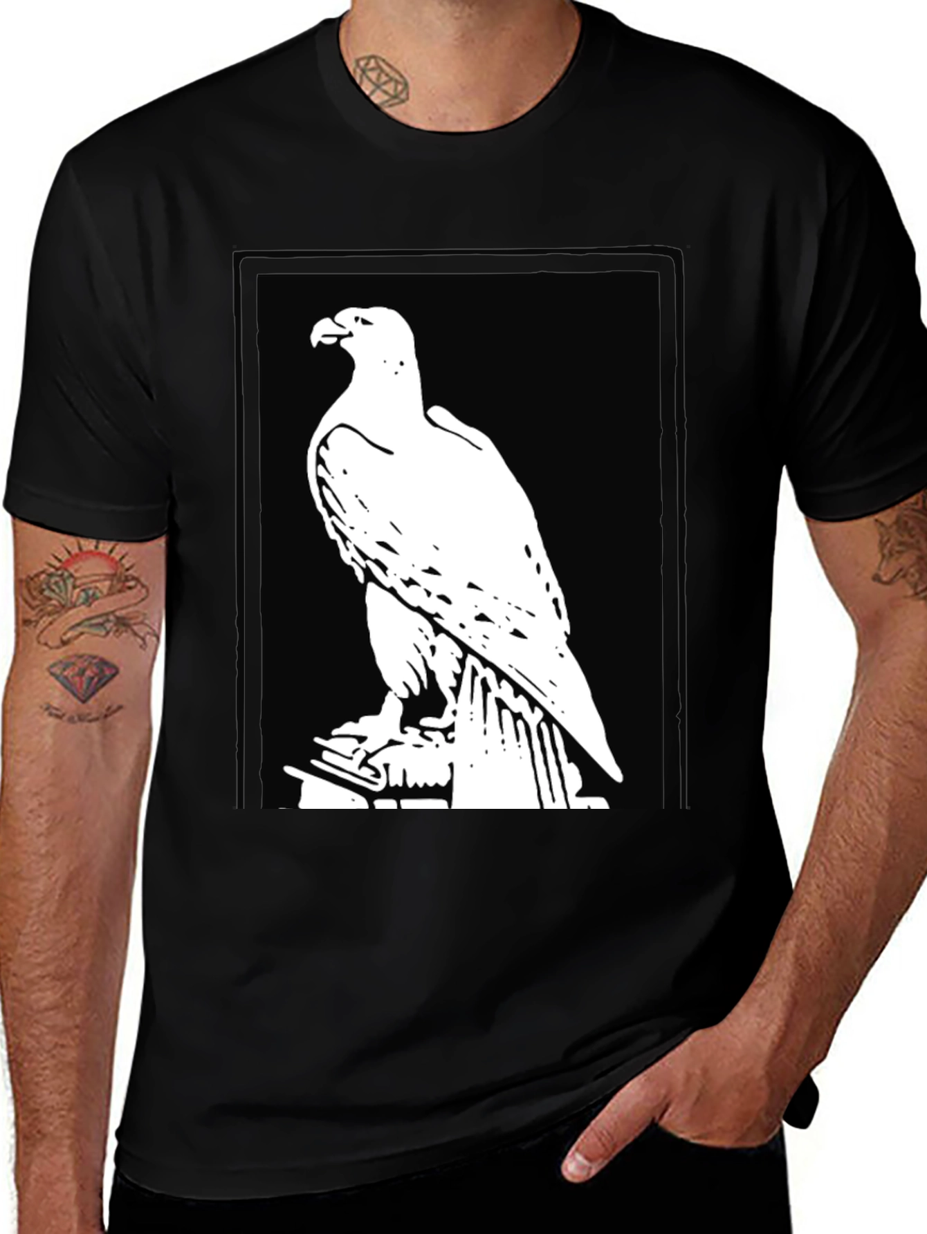 Eagle Graphic Tee - Bold Black Cotton Comfort