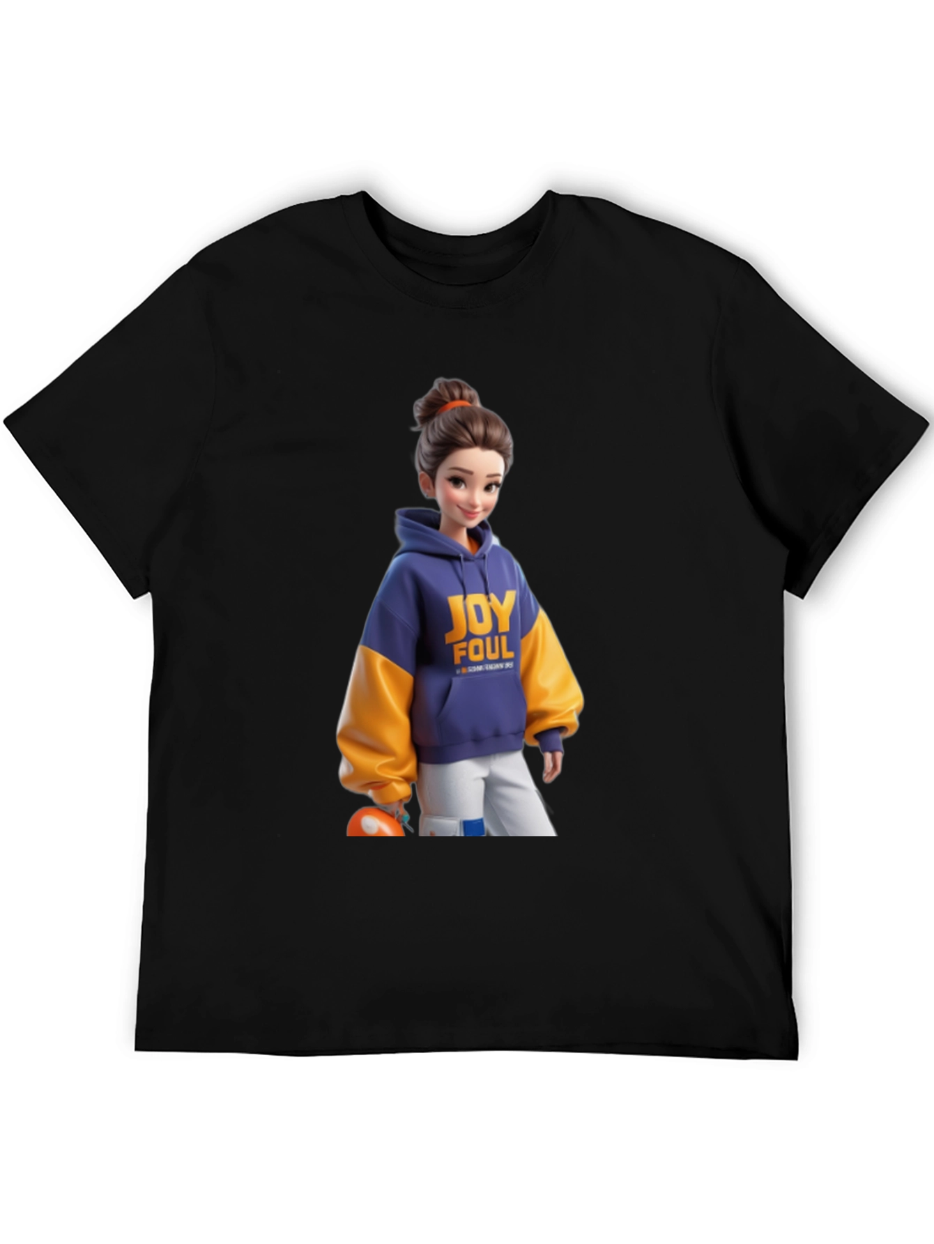 Cartoon Girl Black T-Shirt