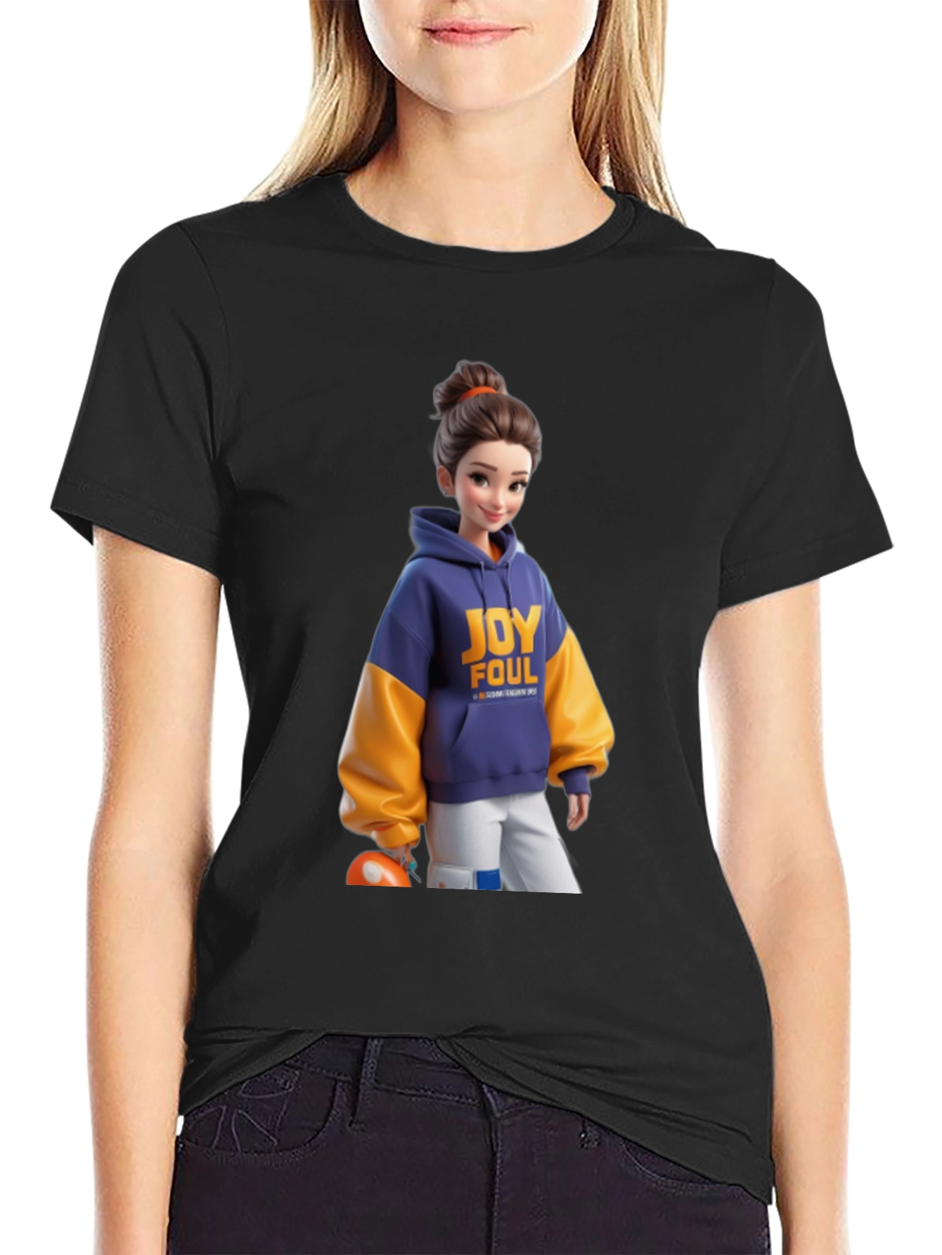 Cartoon Girl Black T-Shirt