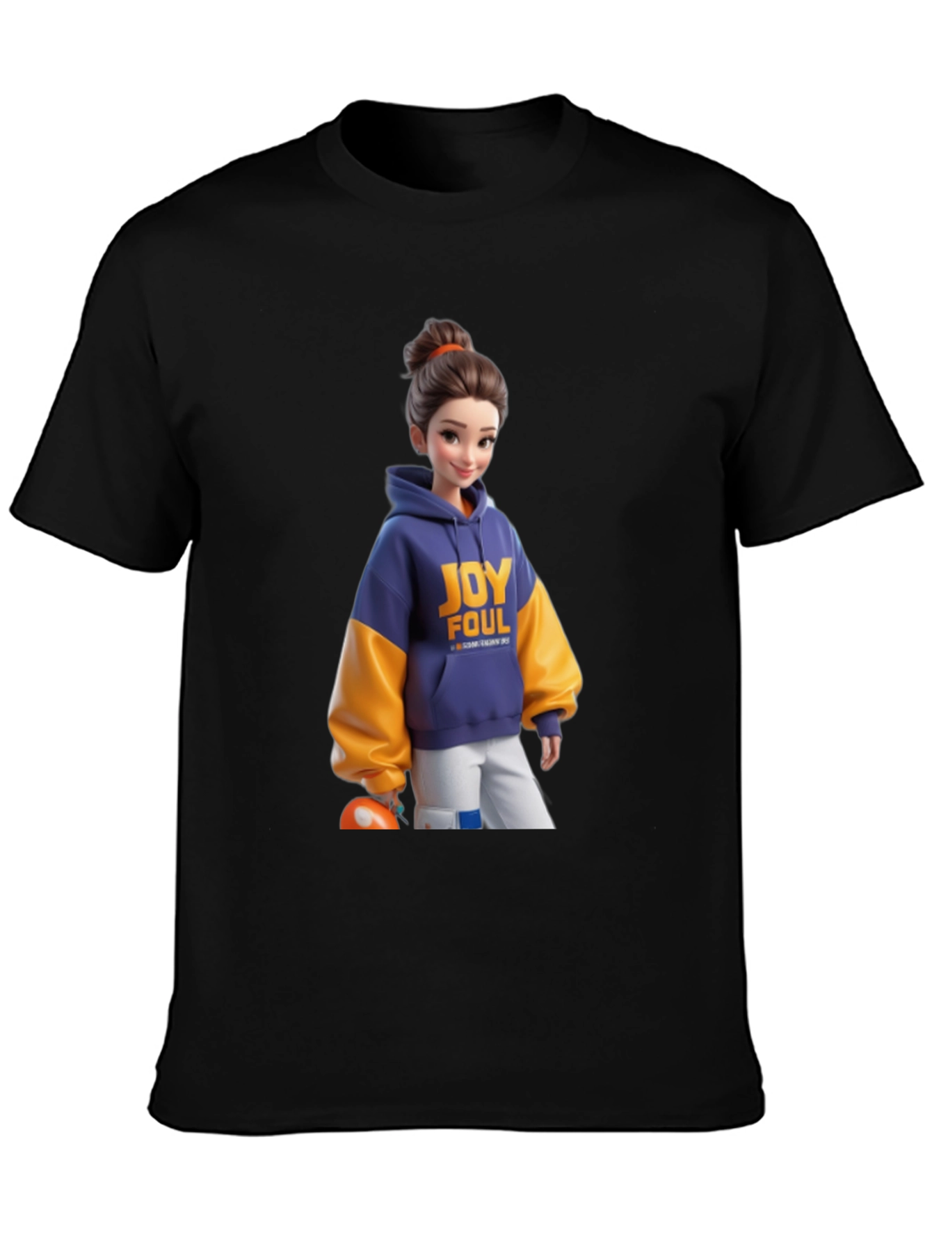 Cartoon Girl Black T-Shirt