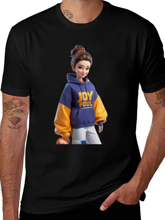 Cartoon Girl Black T-Shirt