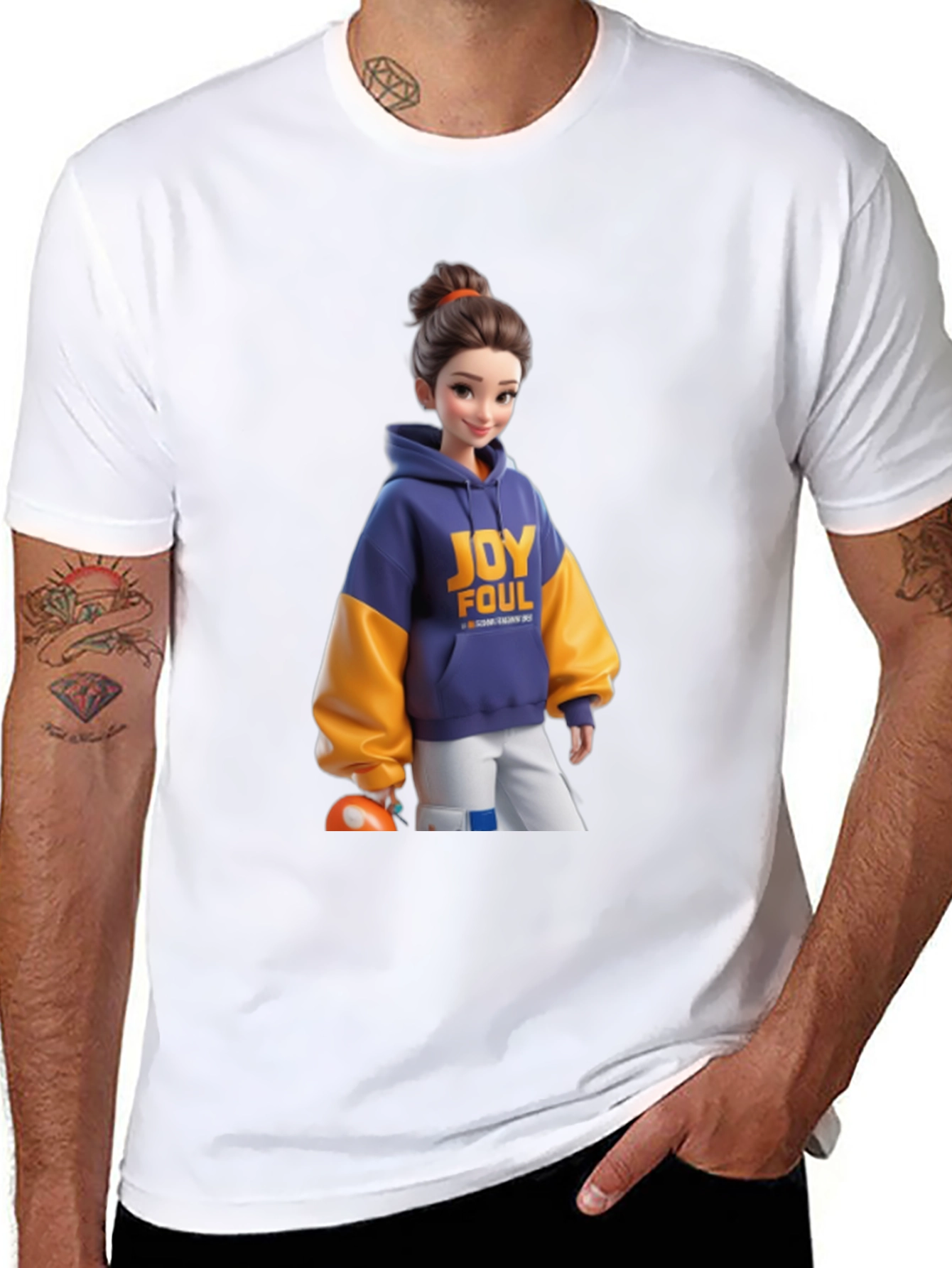 Cartoon Girl Black T-Shirt