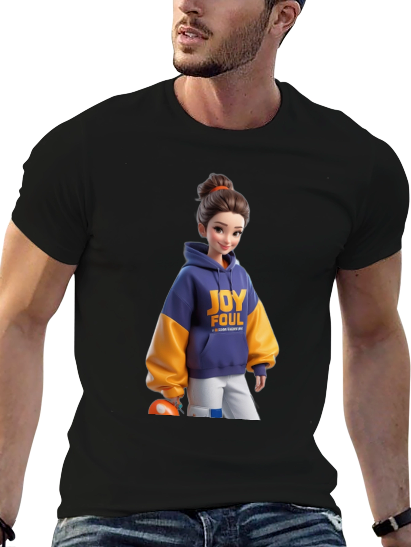 Cartoon Girl Black T-Shirt
