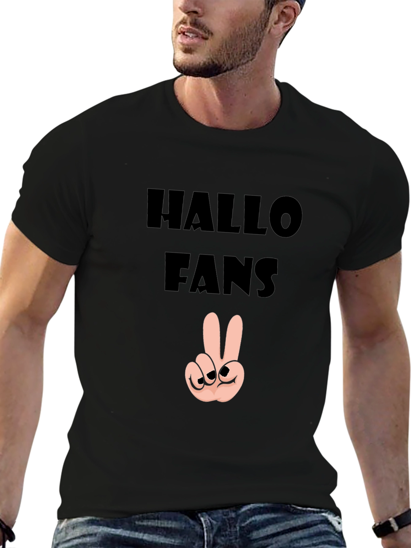 Hallo Fans Black Graphic Tee