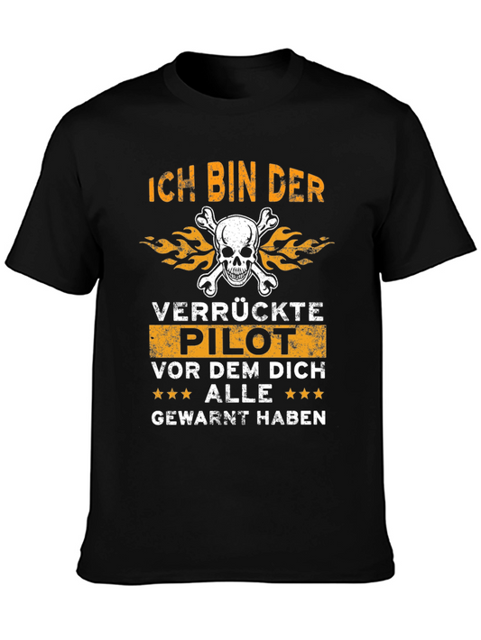 Ich Bin Der Verruckte Pilot Black Graphic T-Shirt