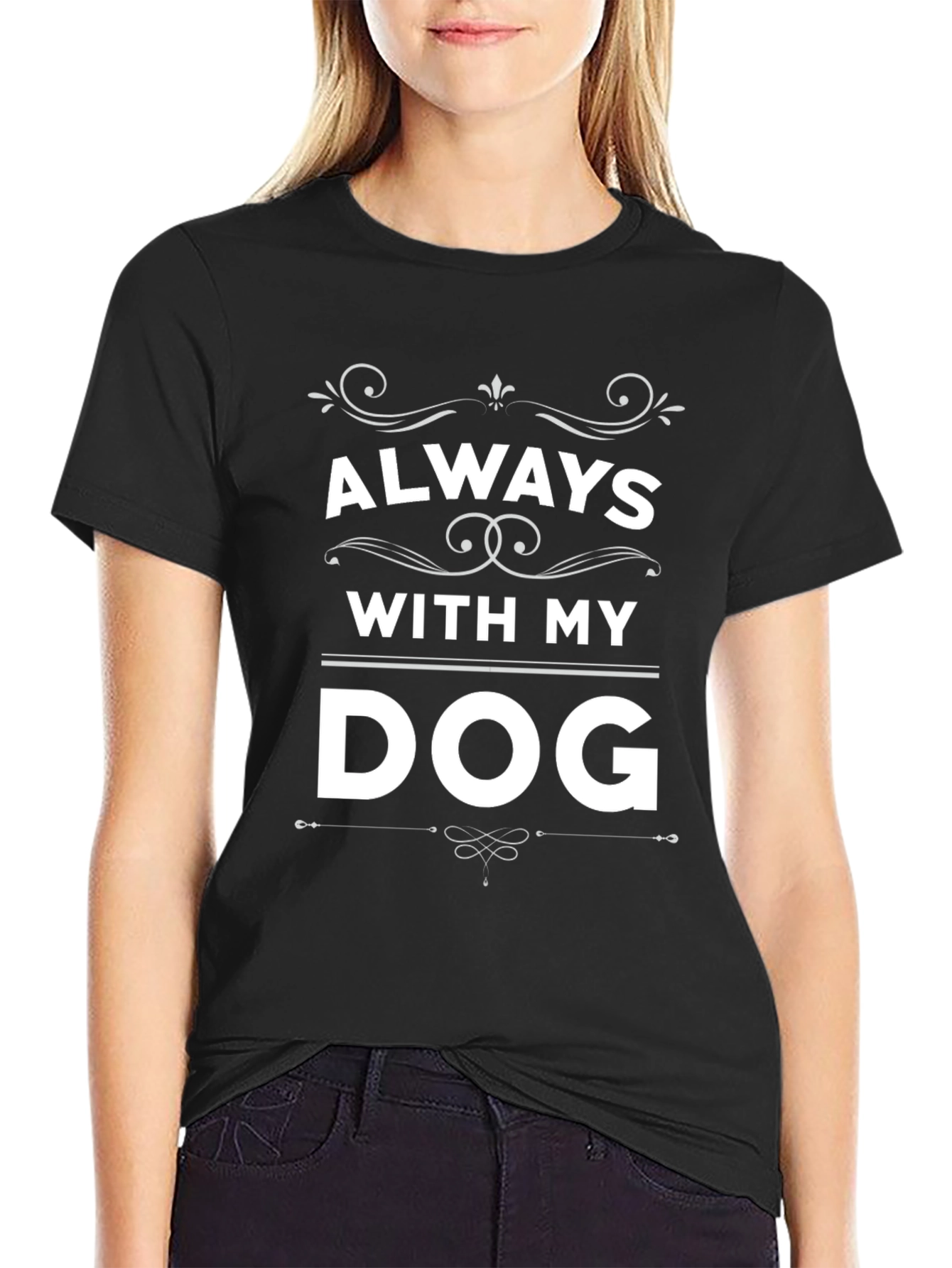 Always With My Dog Black Graphic Tee