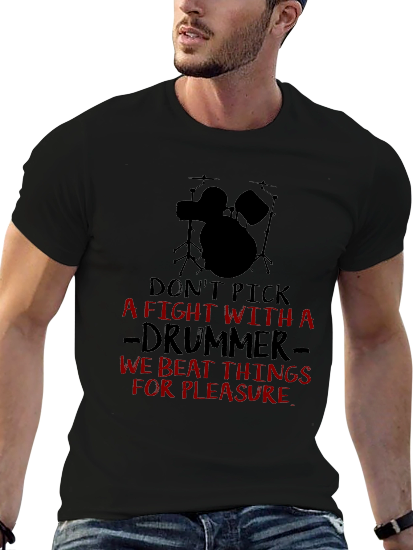 Dont Pick A Fight Drummer Black T-Shirt