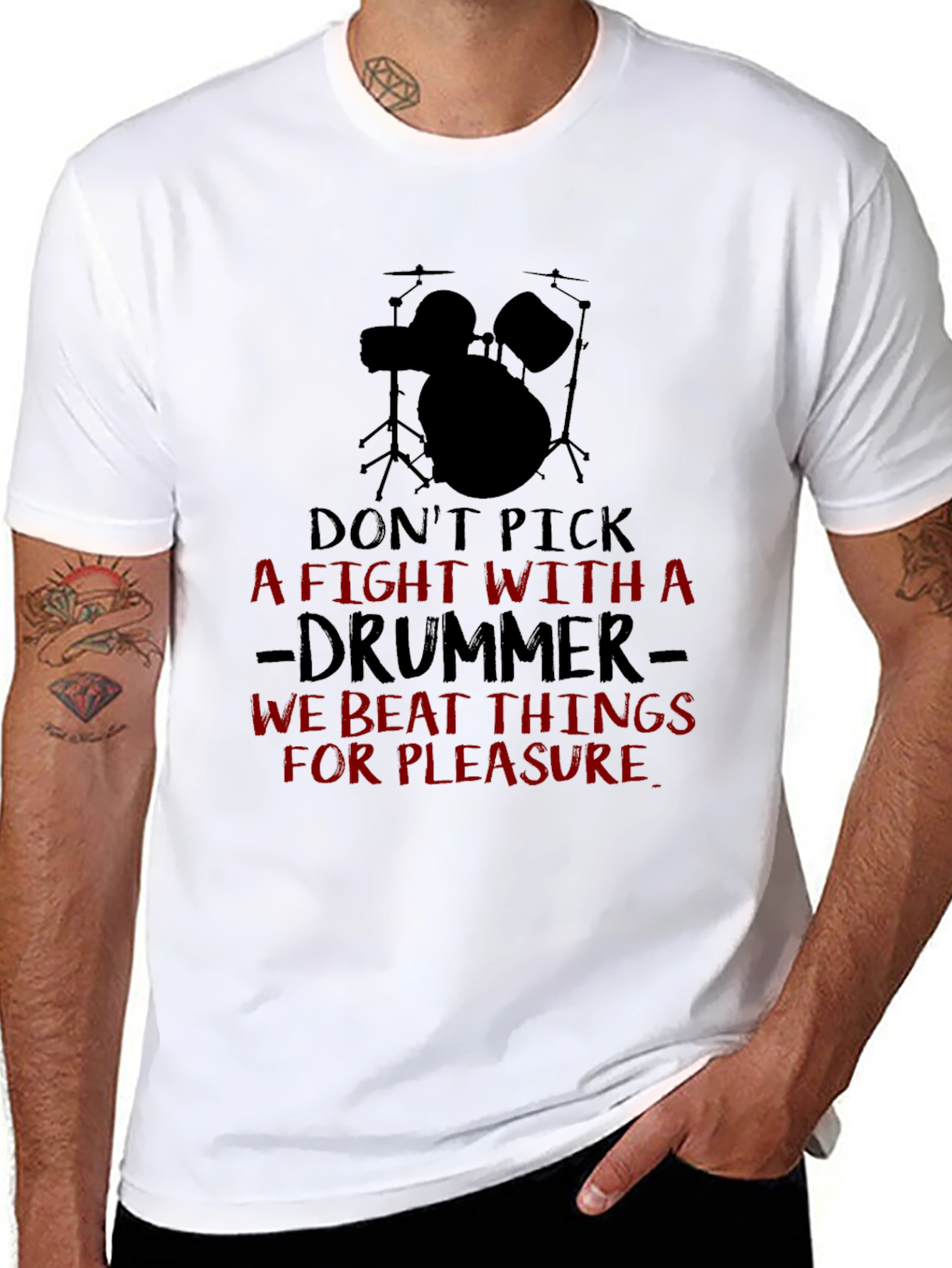 Dont Pick A Fight Drummer Black T-Shirt