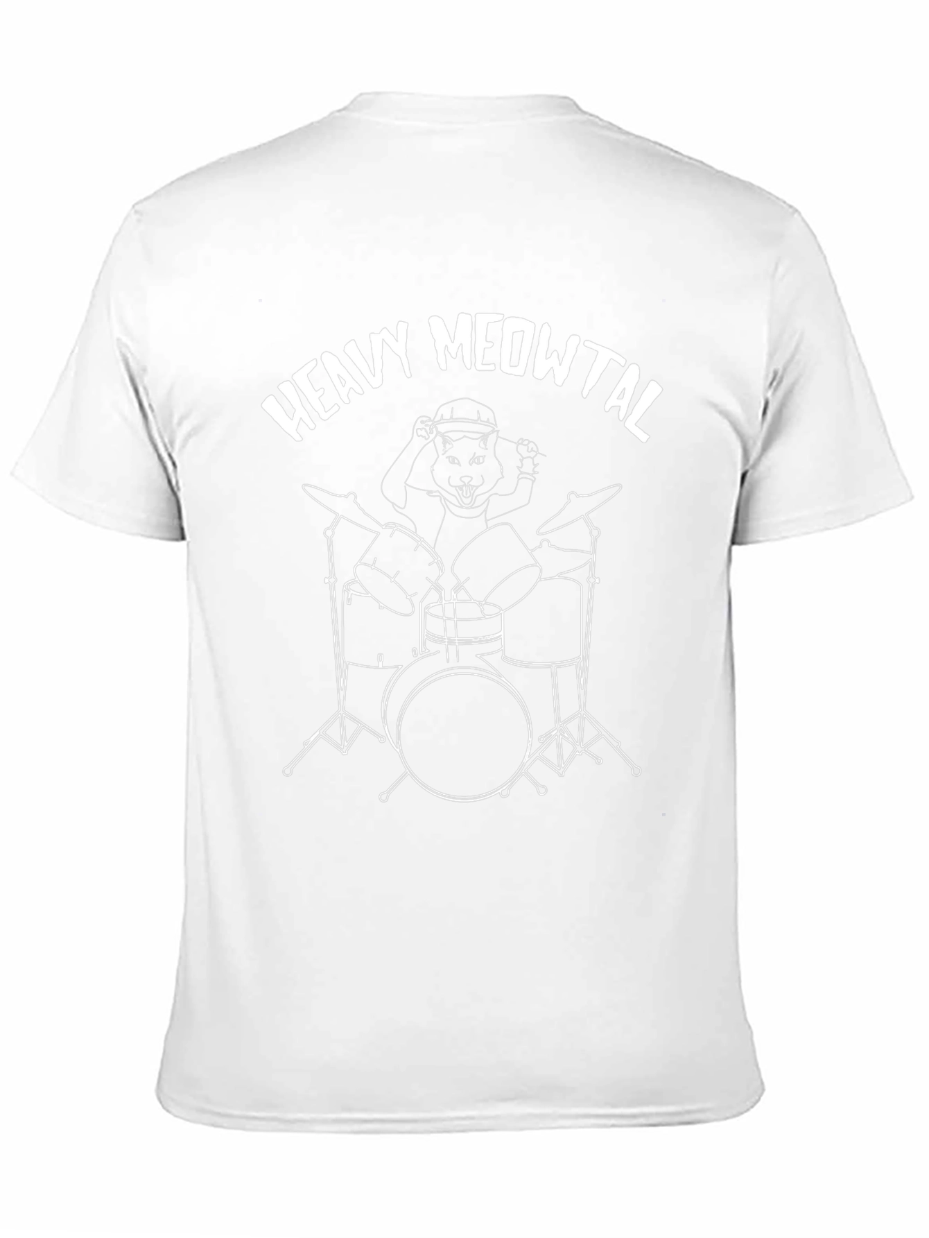 Heavy Meowtal Cat Drummer Black Graphic T-Shirt