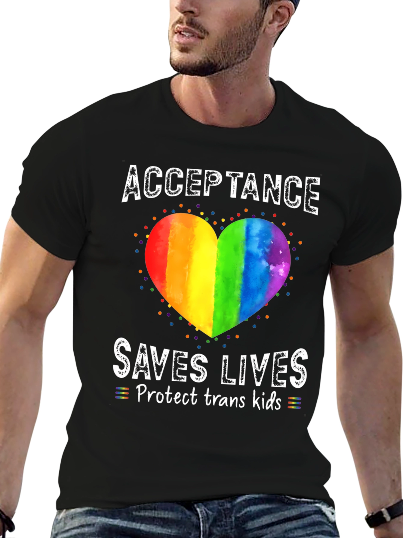 Acceptance Saves Lives Rainbow Heart T-Shirt