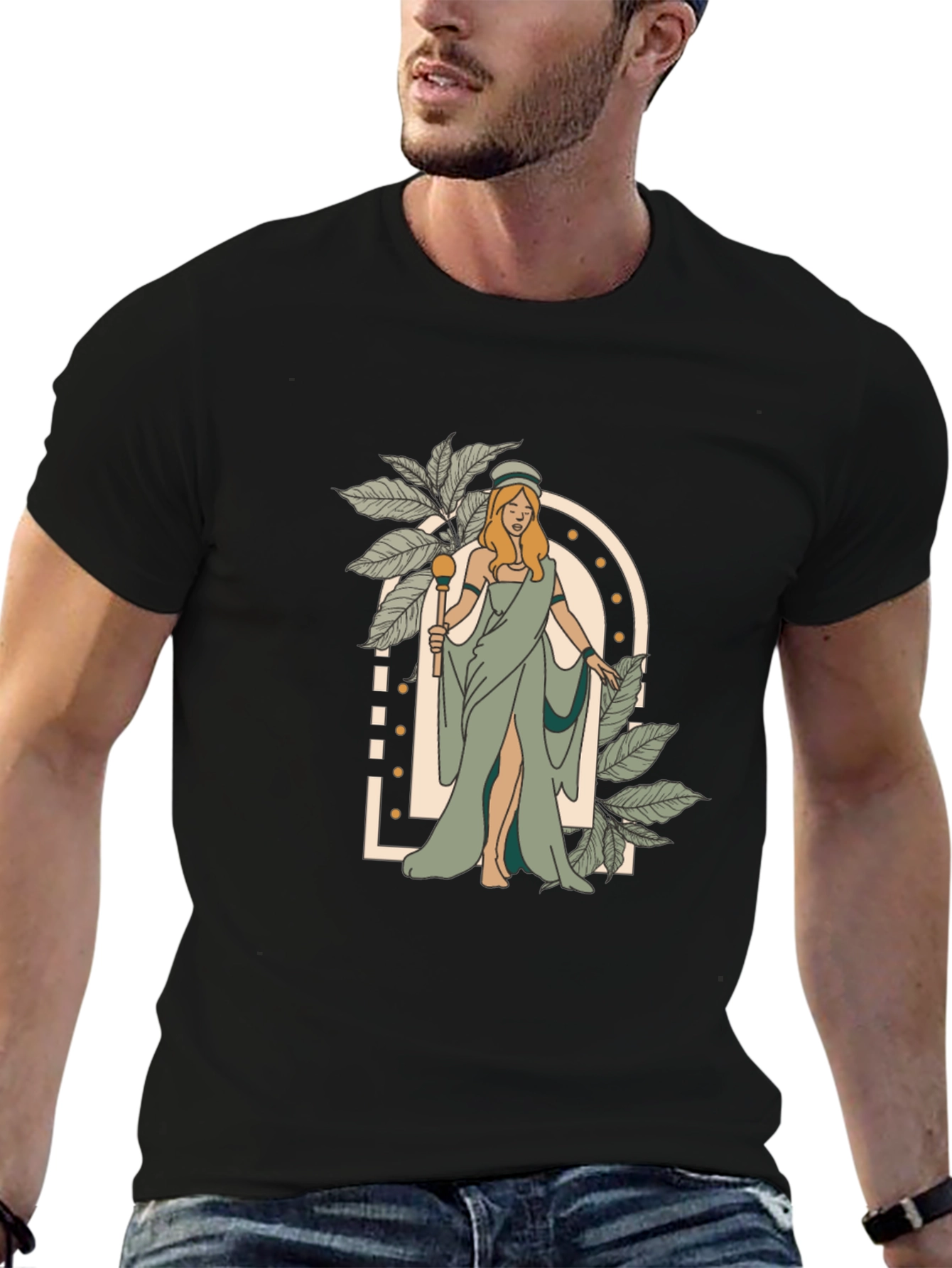 Goddess Graphic Tee - Black Cotton T-Shirt
