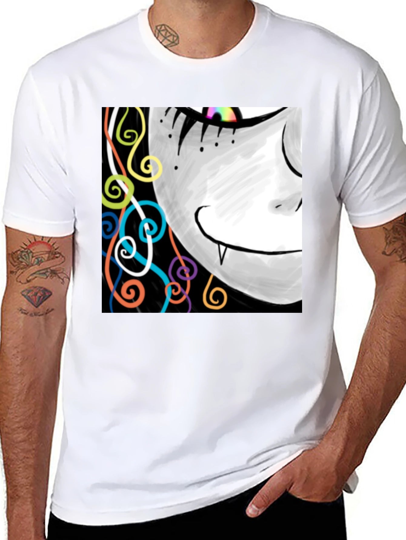 Funky Vampire Tee - Artistic Graphic Print