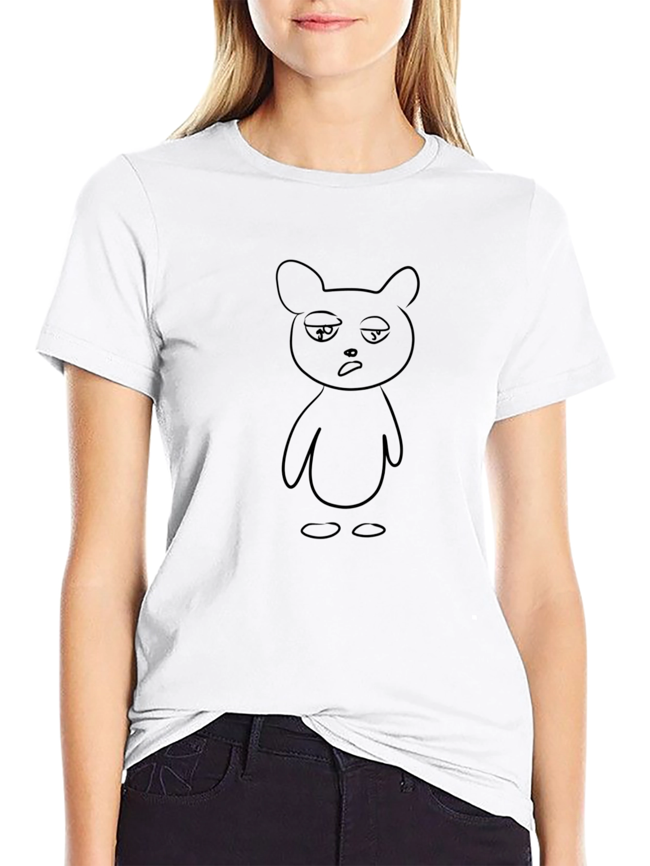 Black Graphic Tee - Bored Bear Outline
