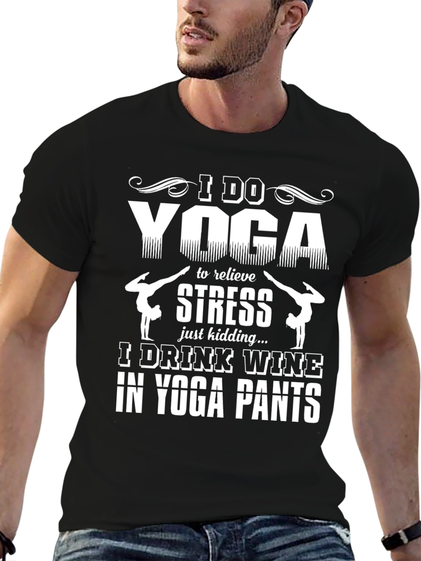 Funny Yoga & Wine Graphic T-Shirt