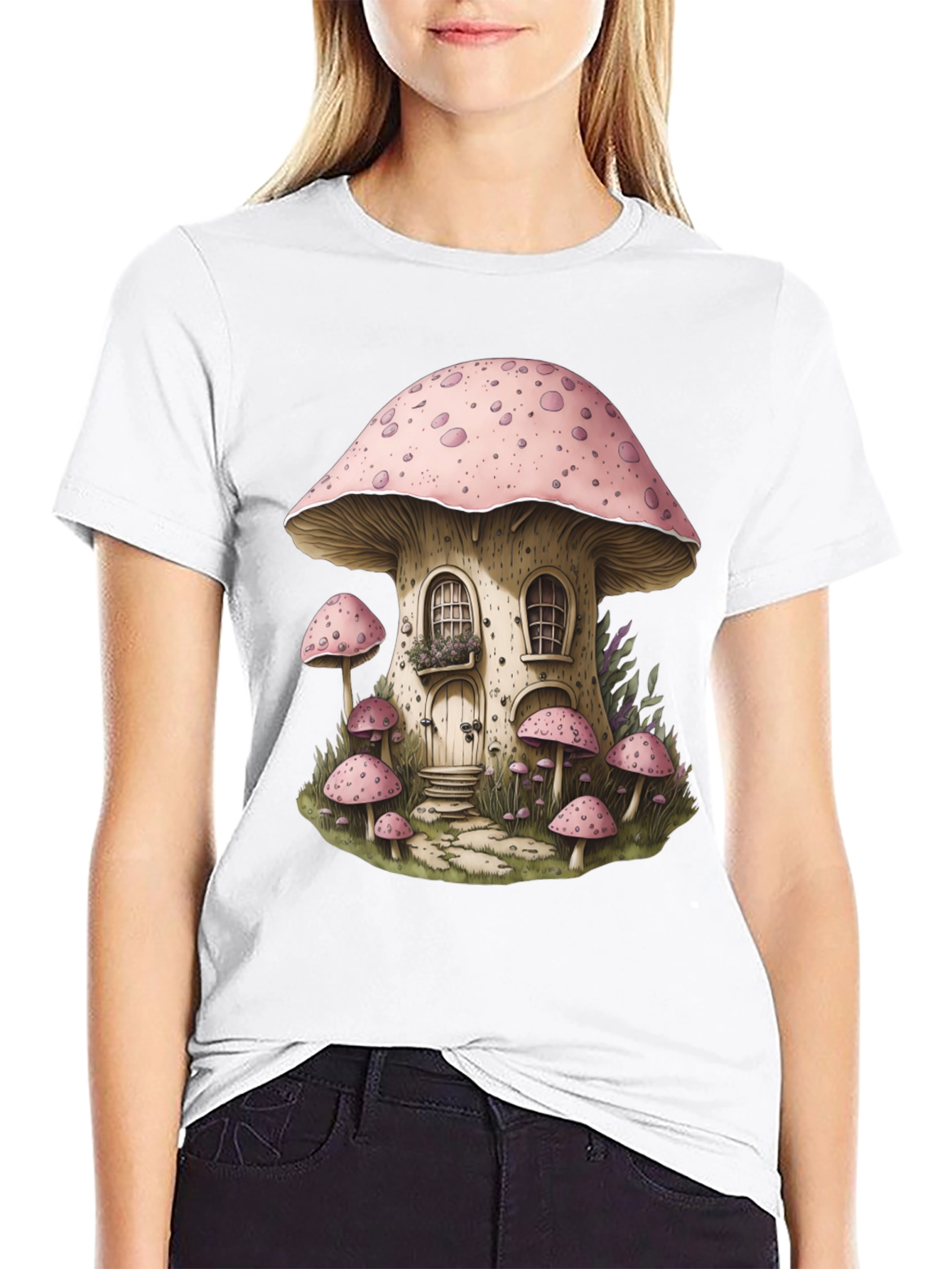 Mushroom House Graphic Tee - Whimsical Design