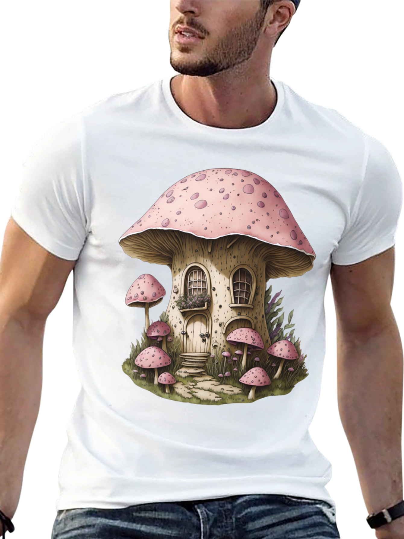 Mushroom House Graphic Tee - Whimsical Design
