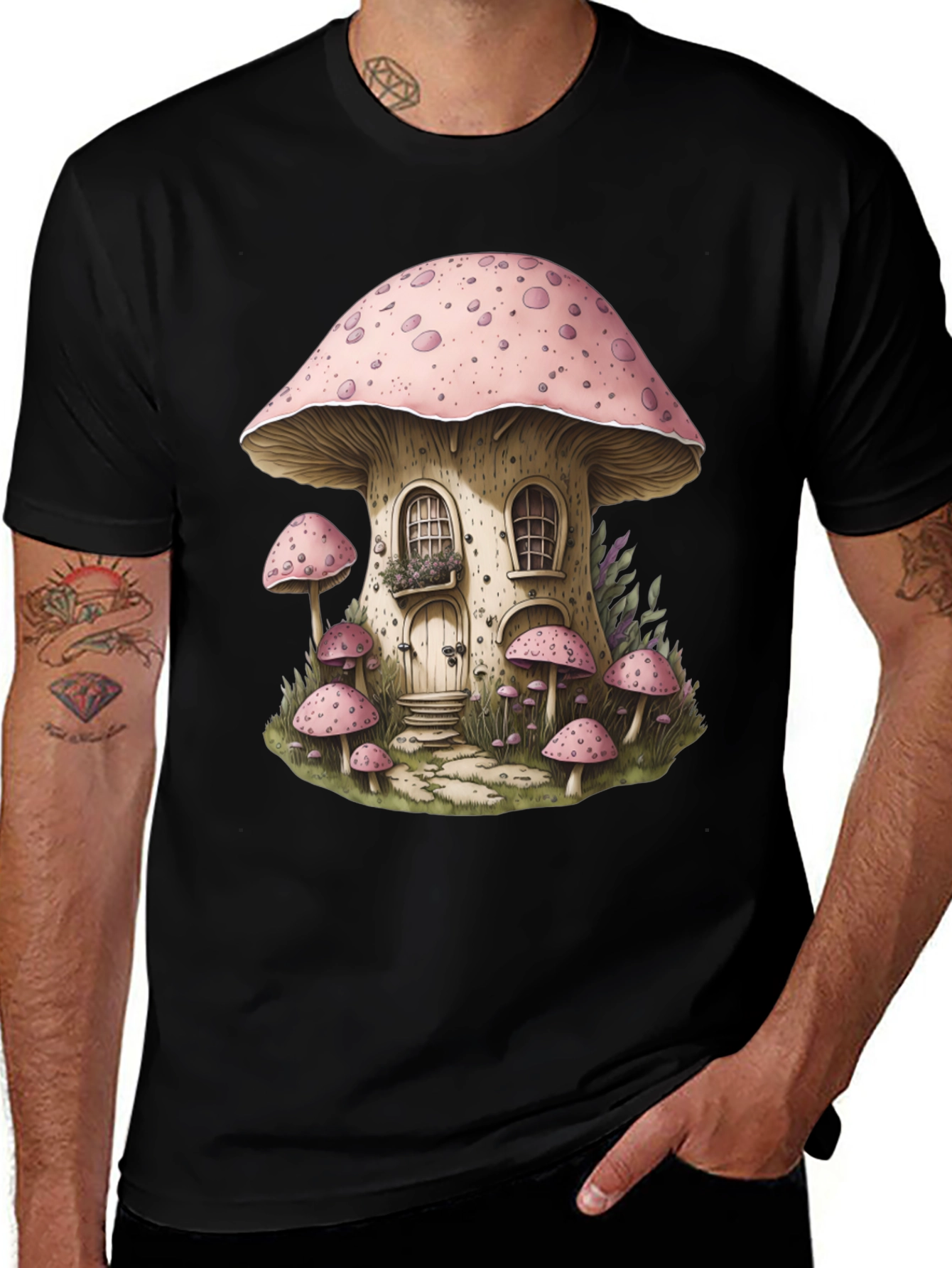 Mushroom House Graphic Tee - Whimsical Design