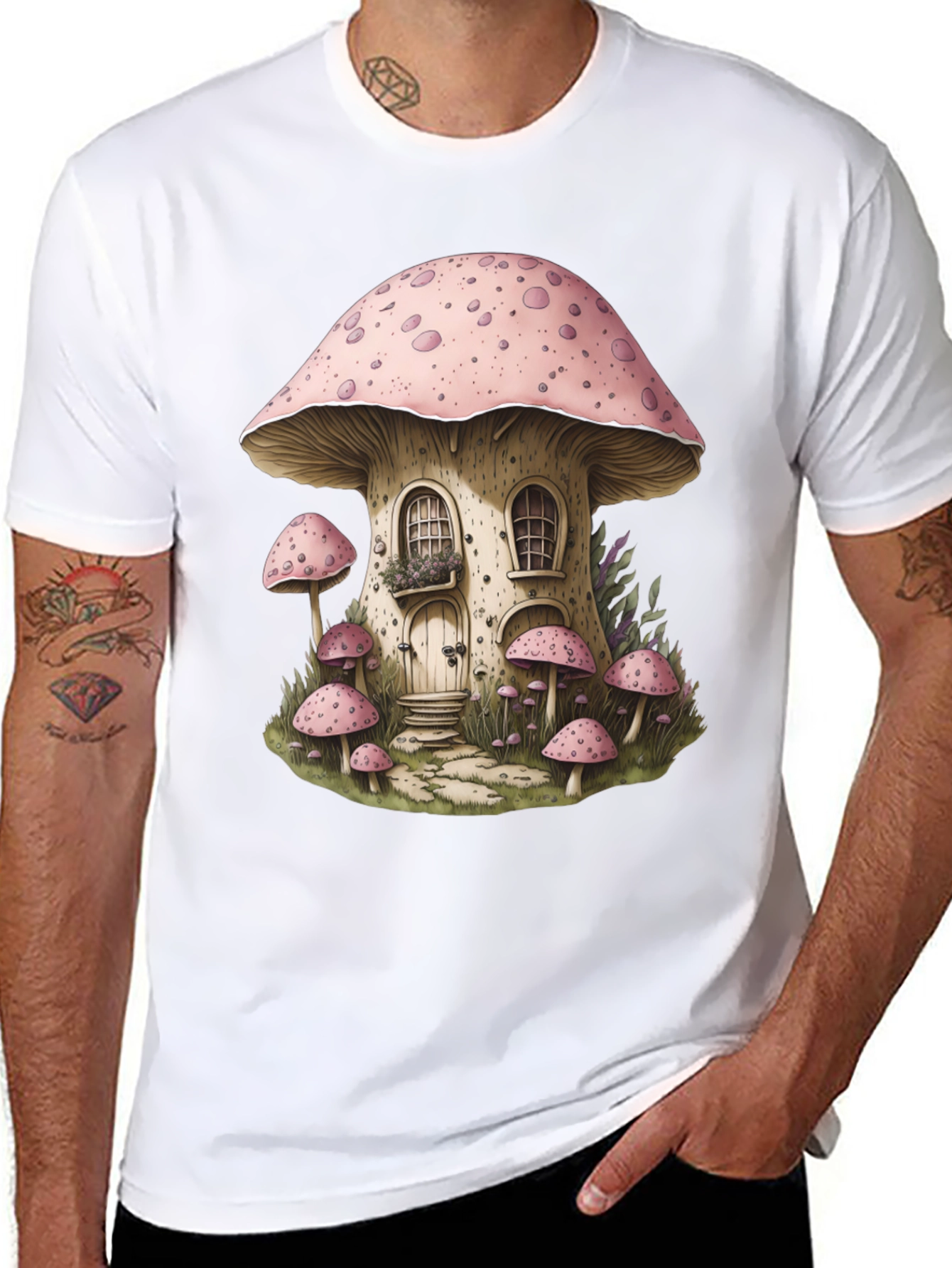 Mushroom House Graphic Tee - Whimsical Design