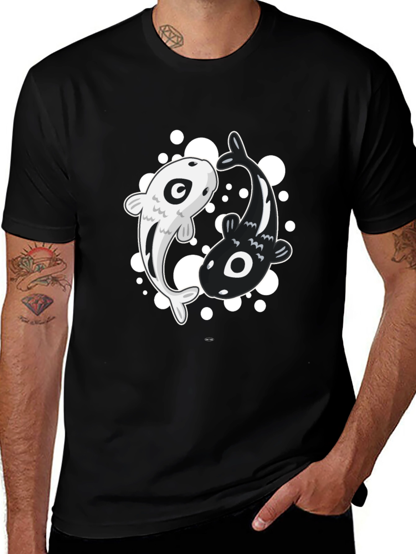 Yin Yang Koi Fish Black T-Shirt