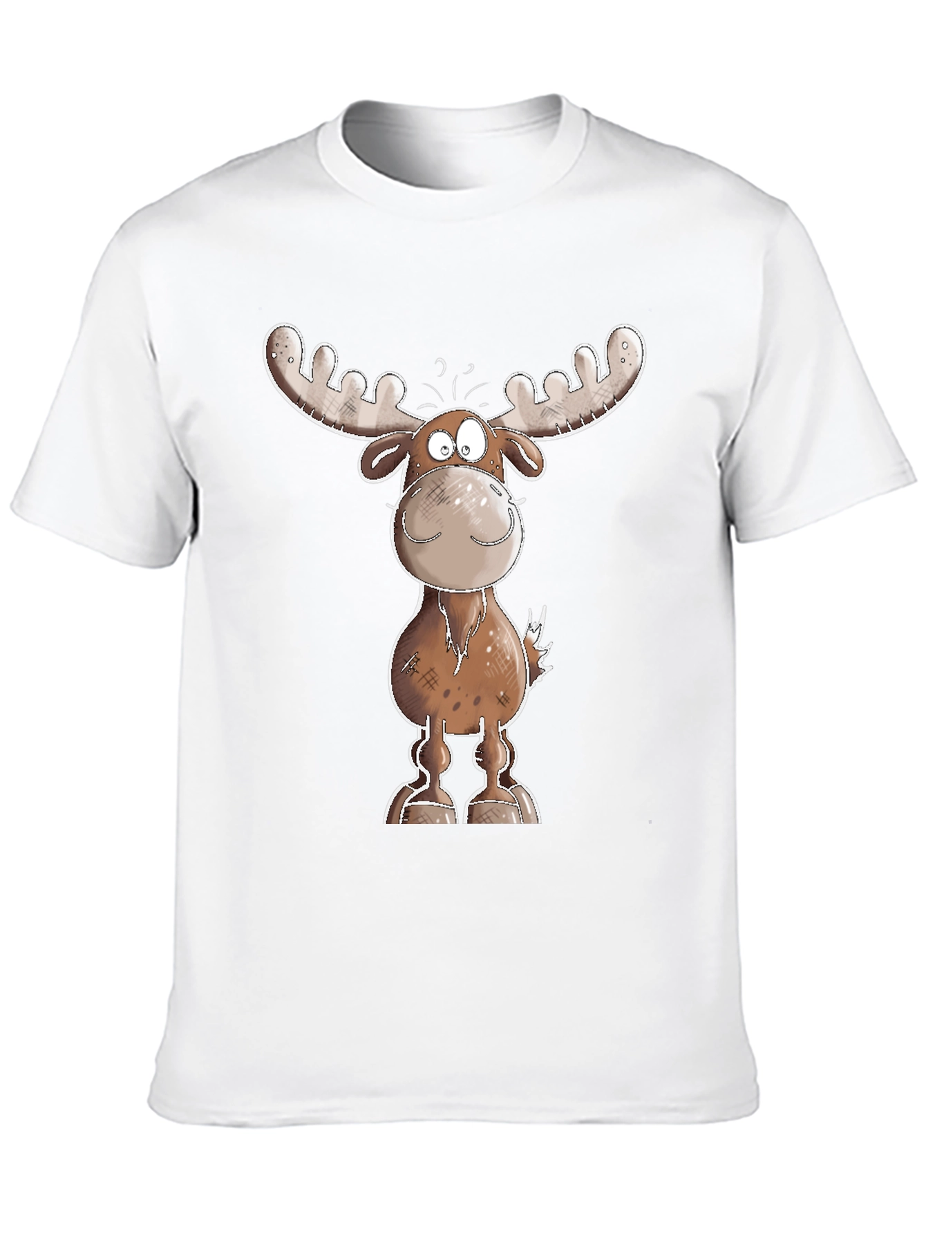 Cartoon Moose Graphic Tee - Black T-Shirt
