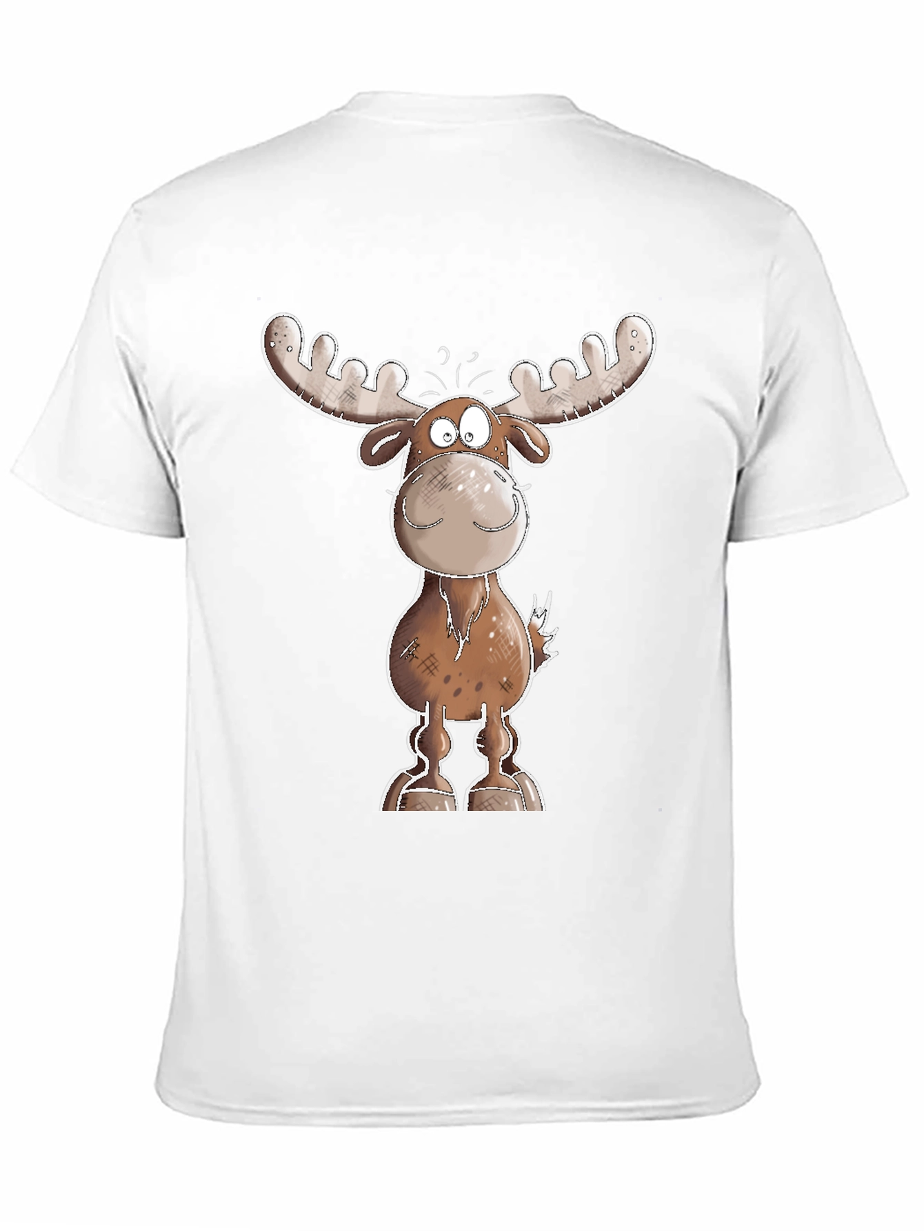 Cartoon Moose Graphic Tee - Black T-Shirt