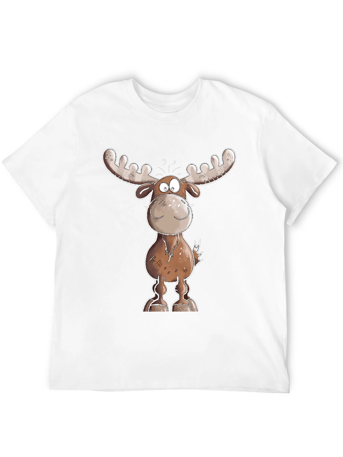 Cartoon Moose Graphic Tee - Black T-Shirt