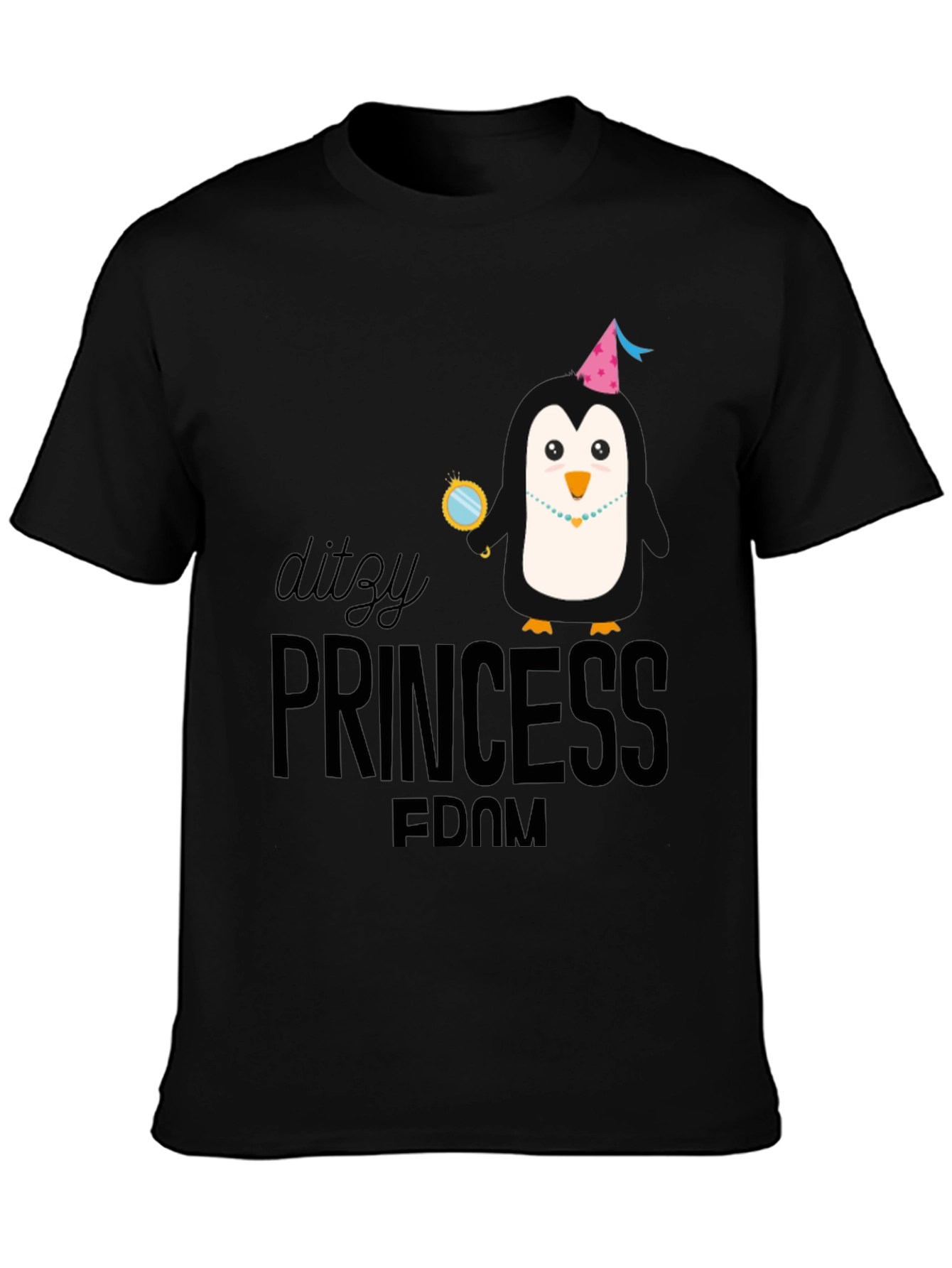 Dizty Princess Penguin Black T-Shirt
