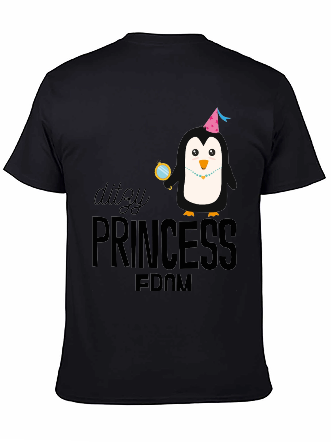Dizty Princess Penguin Black T-Shirt
