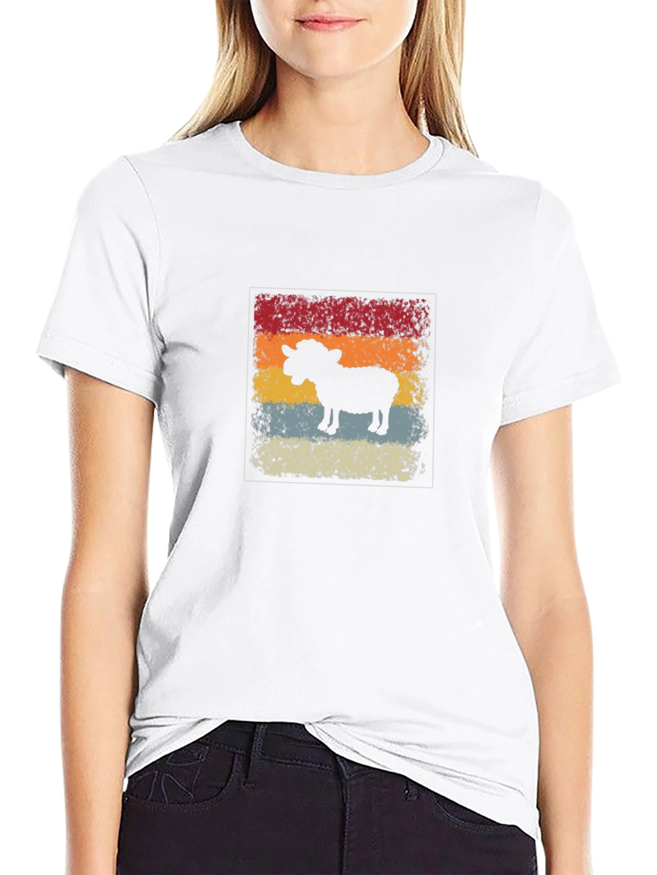 Retro Sheep Graphic Tee - Mens Black T-Shirt