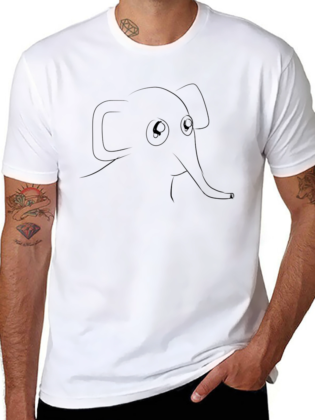 Elephant Graphic Tee - Black Cotton Shirt