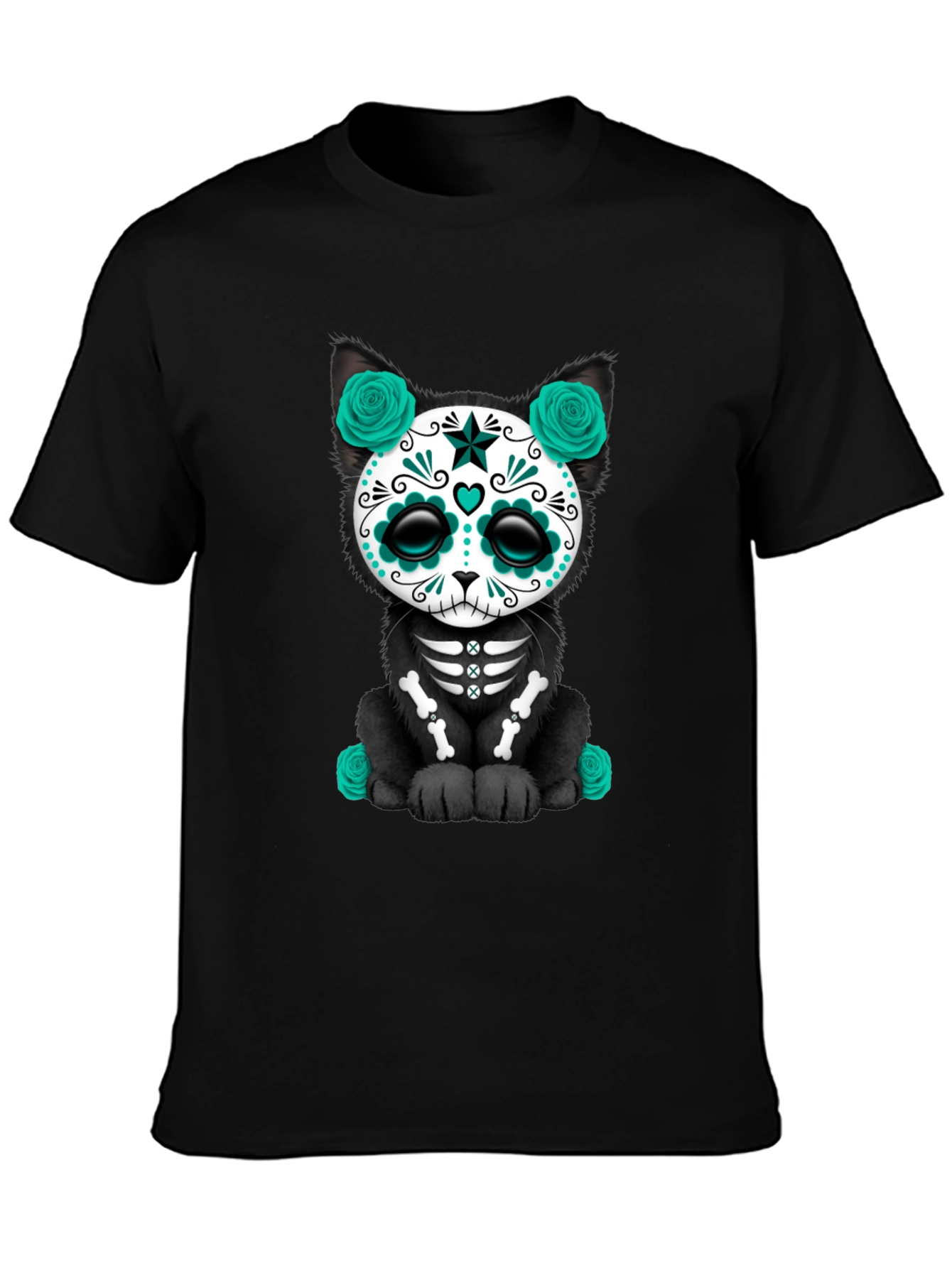 Day of the Dead Cat Graphic T-Shirt