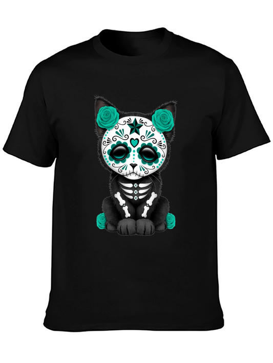 Day of the Dead Cat Graphic T-Shirt
