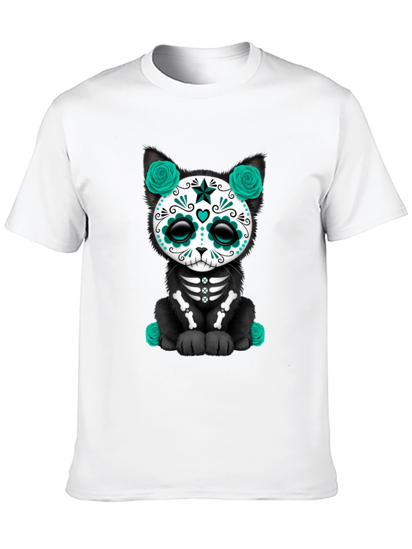 Day of the Dead Cat Graphic T-Shirt