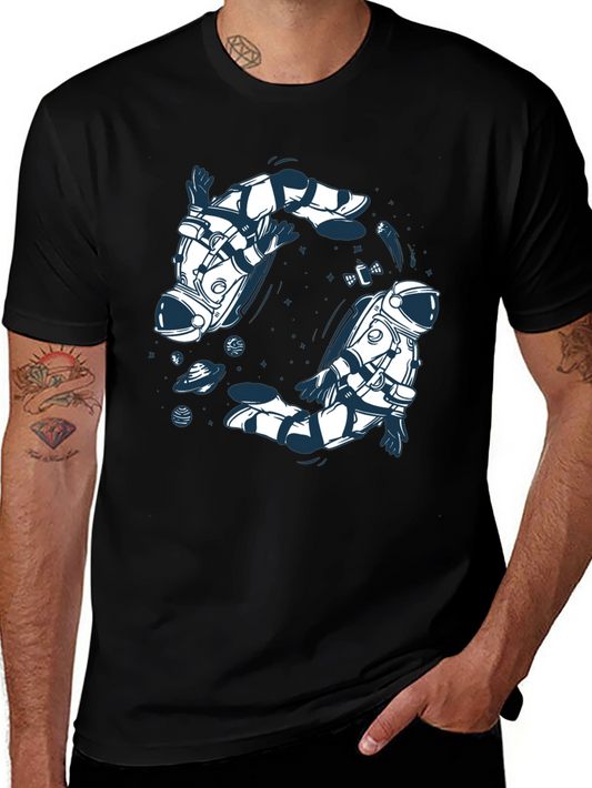 Astronauts in Orbit Graphic Tee - Cool Space Design
