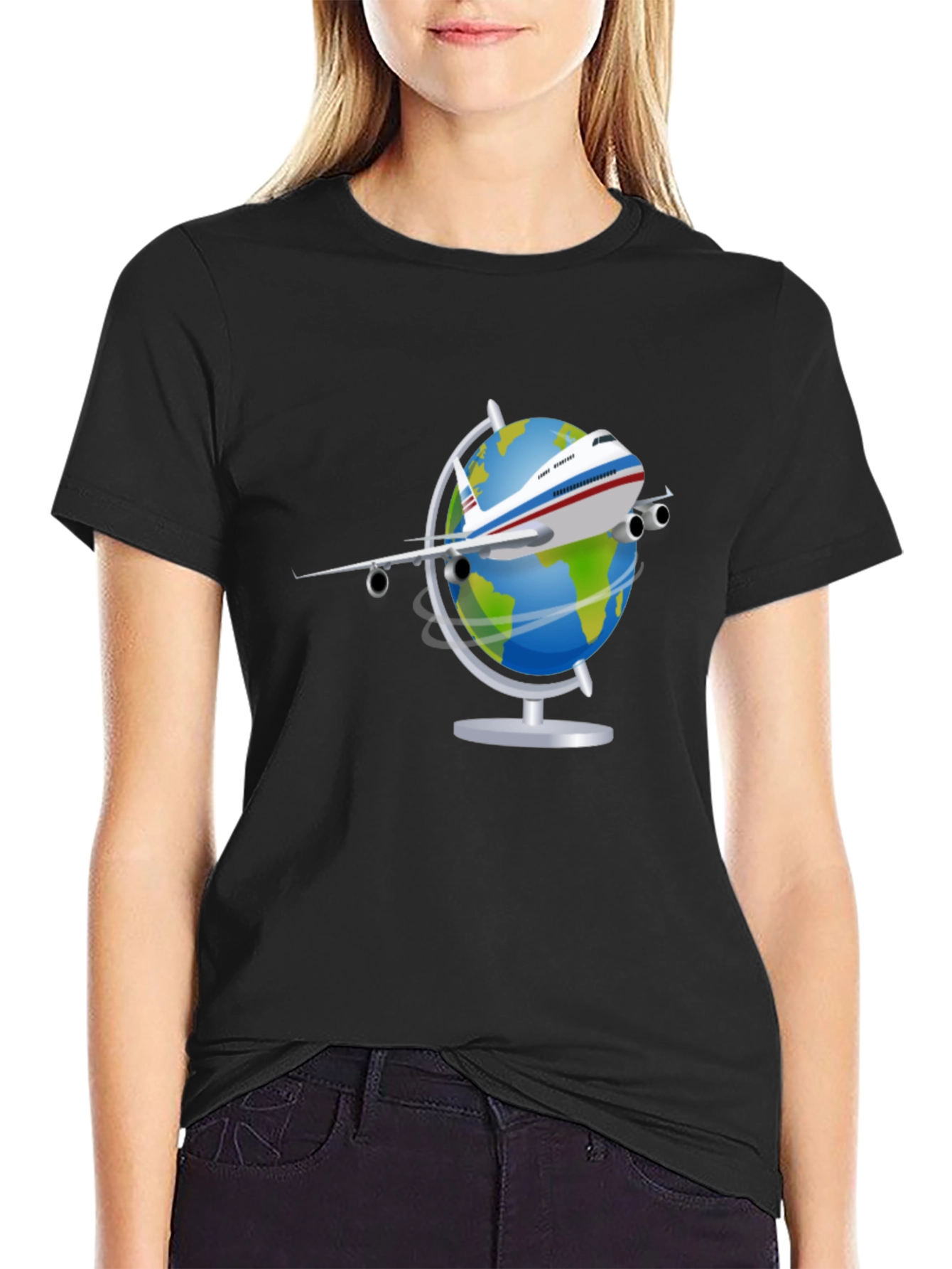 Globe Plane Graphic T-Shirt - Travel Lover Tee