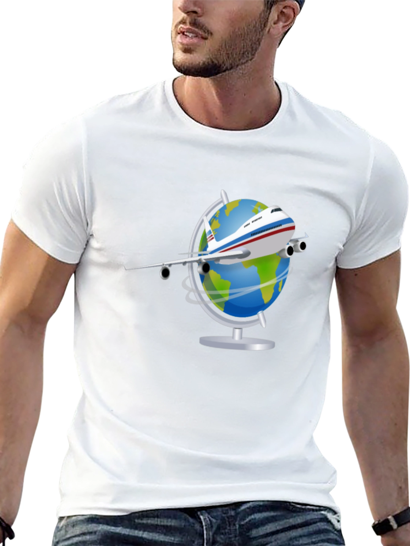 Globe Plane Graphic T-Shirt - Travel Lover Tee