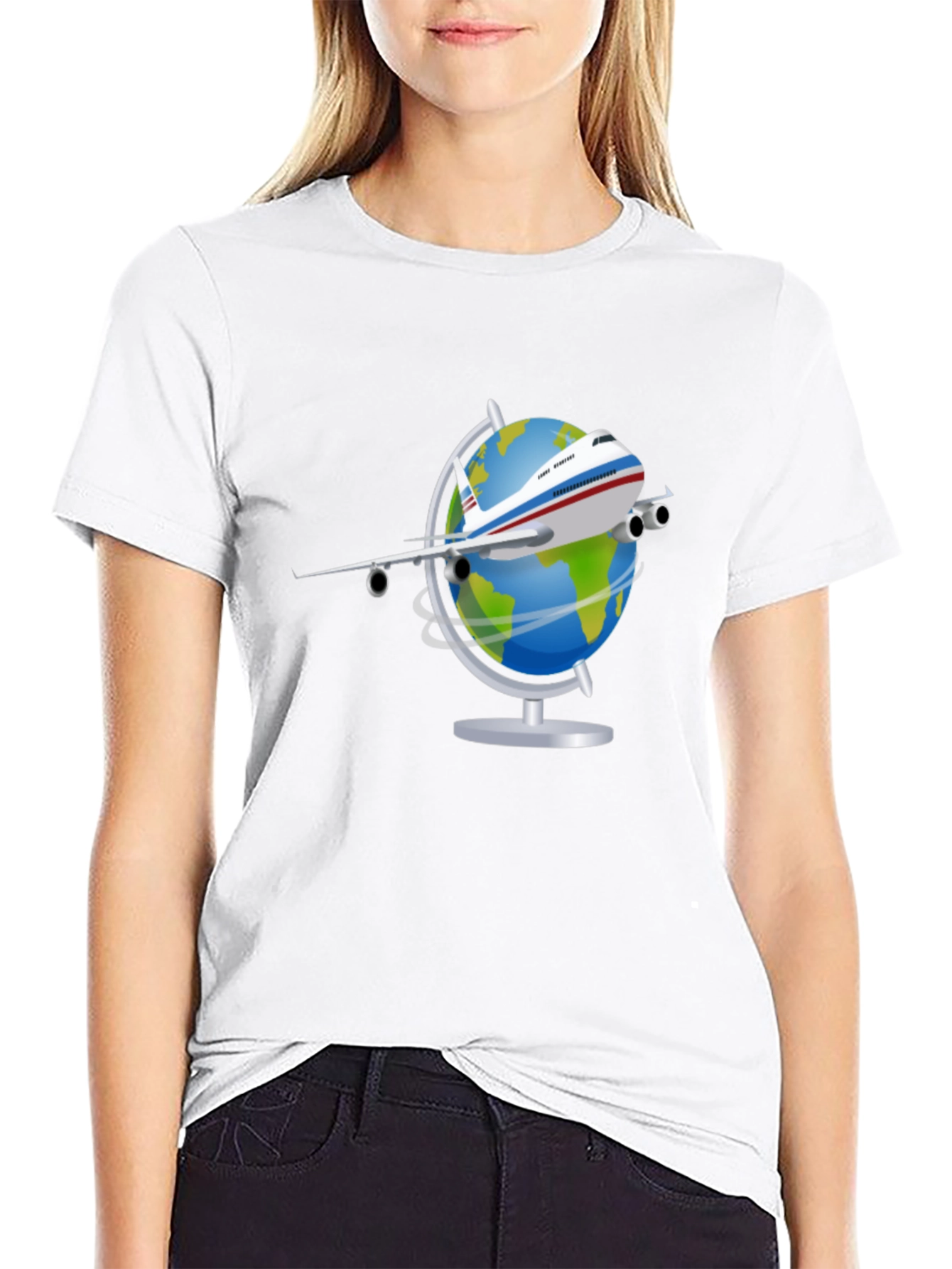 Globe Plane Graphic T-Shirt - Travel Lover Tee
