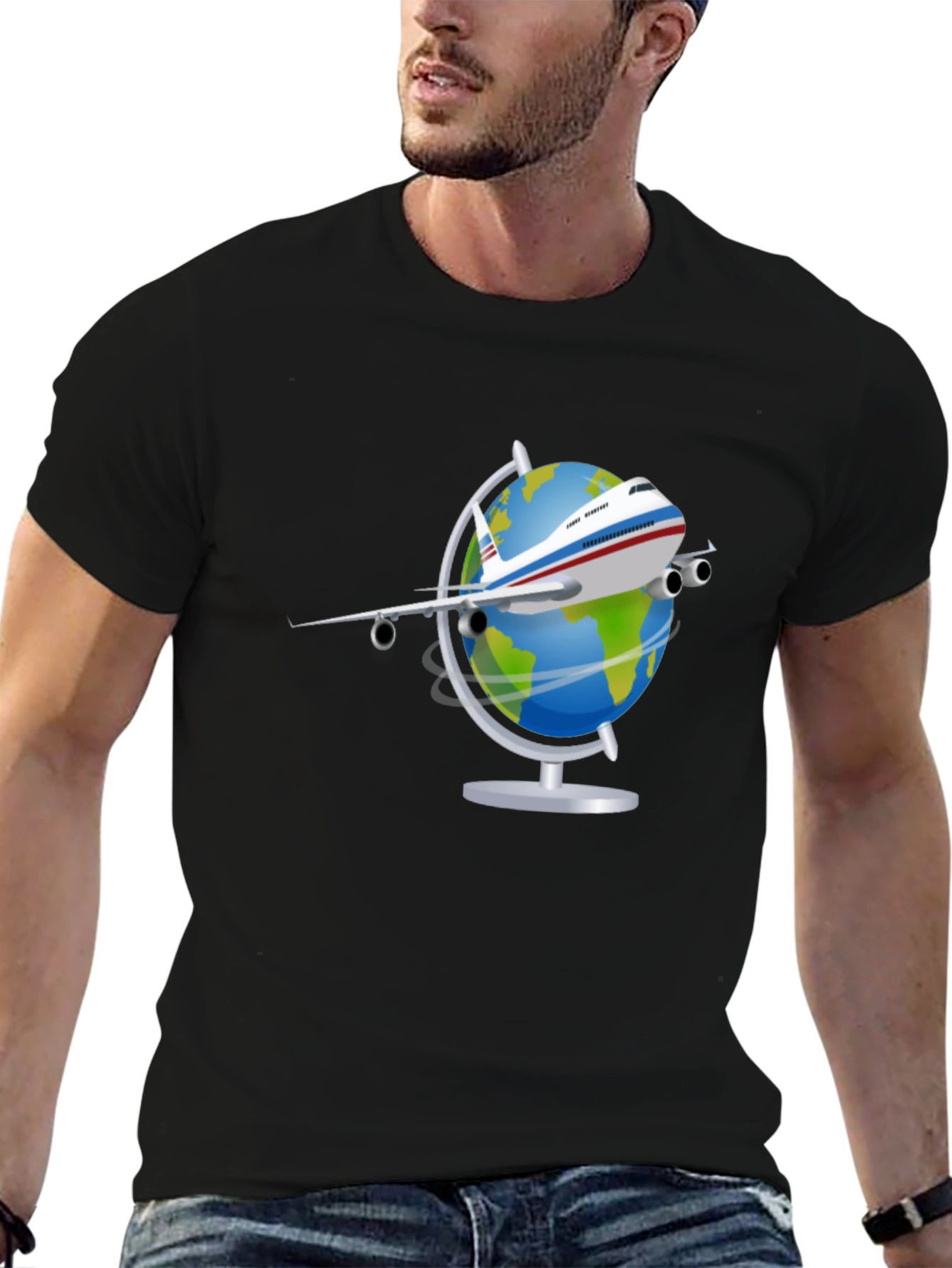 Globe Plane Graphic T-Shirt - Travel Lover Tee